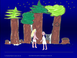 Kinderbild: Sterntaler im Wald